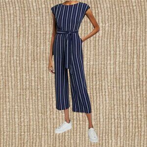 Karl Lagerfeld Paris Belted & Striped Jumpsuit Size 6
